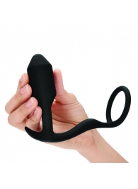 Черное эрекционное кольцо с анальным плагом Snug   Tug - b-Vibe - в Грозном купить с доставкой