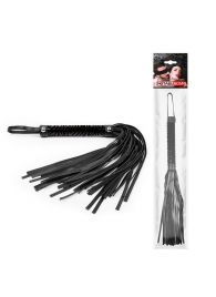 Черная гладкая плеть-флоггер с ручкой - 40 см. - Notabu - купить с доставкой в Грозном