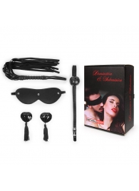Эротический набор в черном цвете: маска, кляп, пэстисы, плётка - Notabu - купить с доставкой в Грозном