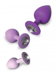 Набор из 3 фиолетовых анальных пробок со стразами Little Gems Trainer Set - Pipedream - купить с доставкой в Грозном
