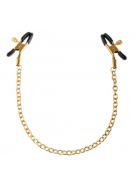 Чёрные с золотом зажимы на соски Gold Chain Nipple Clamps - Pipedream - купить с доставкой в Грозном