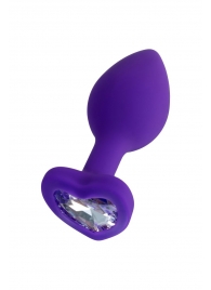 Фиолетовая анальная втулка Diamond Heart с прозрачным кристаллом - 7 см. - ToyFa - купить с доставкой в Грозном