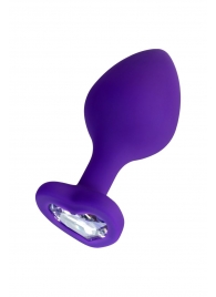 Фиолетовая анальная втулка Diamond Heart с прозрачным кристаллом - 8 см. - ToyFa - купить с доставкой в Грозном