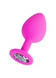 Розовая анальная втулка Brilliant с прозрачным кристаллом - 8 см. - ToyFa - купить с доставкой в Грозном