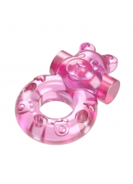 Розовое эрекционное виброкольцо на пенис Pink Bear - Baile - в Грозном купить с доставкой
