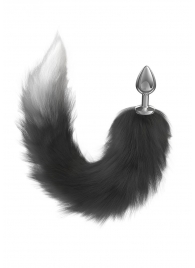 Серебристая анальная пробка с черным хвостом Galaxy - Lola Games - купить с доставкой в Грозном