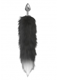 Серебристая анальная пробка с черным хвостом Starlit - Lola Games - купить с доставкой в Грозном