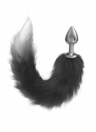 Серебристая анальная пробка с черным хвостом Starlit - Lola Games - купить с доставкой в Грозном