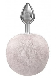 Серебристая анальная пробка с белым пушистым хвостиком Twinkle - Lola Games - купить с доставкой в Грозном