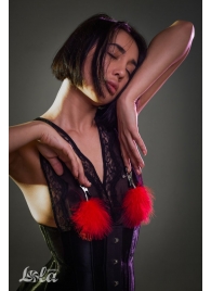 Зажимы на соски с красным пухом Euphoric - Lola Games - купить с доставкой в Грозном