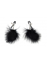 Зажимы на соски с черным пухом Euphoric - Lola Games - купить с доставкой в Грозном