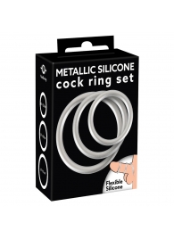 Набор из 3 эрекционных колец под металл Metallic Silicone Cock Ring Set - Orion - в Грозном купить с доставкой