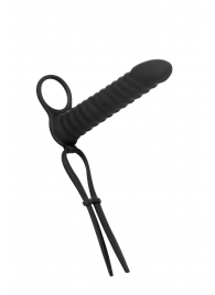 Черная вибронасадка для двойного проникновения Rori - 17 см. - Lola Games - купить с доставкой в Грозном