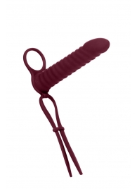 Бордовая вибронасадка для двойного проникновения Rori - 17 см. - Lola Games - купить с доставкой в Грозном