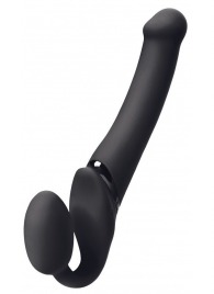 Черный безремневой вибрострапон Silicone Bendable Strap-On M - Strap-on-me - купить с доставкой в Грозном