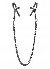 Черные зажимы на соски на цепочке BLAZE DELUXE NIPPLE CLAMPS - Dream Toys - купить с доставкой в Грозном