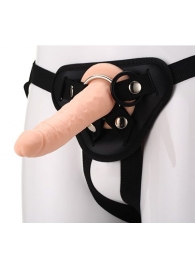 Телесный страпон на черных трусиках STRAP ON REAL DILDO - 20 см. - Dream Toys - купить с доставкой в Грозном