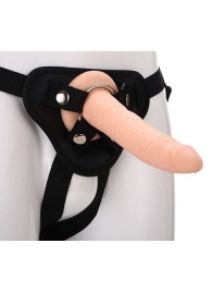 Телесный страпон на черных трусиках STRAP ON REAL DILDO - 20 см. - Dream Toys - купить с доставкой в Грозном