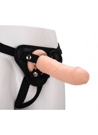 Черные трусики с телесной насадкой STRAP ON REAL DILDO - 21 см. - Dream Toys - купить с доставкой в Грозном