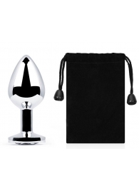 Серебристая анальная пробка с прозрачным стразом - 7,2 см. - Anal Jewelry Plug - купить с доставкой в Грозном