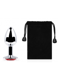 Серебристая анальная пробка с красным стразом - 7,2 см. - Anal Jewelry Plug - купить с доставкой в Грозном