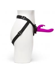 Лиловый страпон Rechargeable Vibrating Strap-On Harness Set - 17,6 см. - Happy Rabbit - купить с доставкой в Грозном