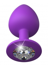 Фиолетовая анальная пробка со стразом Her Little Gem Large Plug - 9,5 см. - Pipedream - купить с доставкой в Грозном