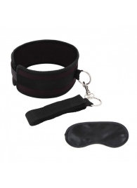Черный ошейник с длинным поводком Collar and Leash Set - Lux Fetish - купить с доставкой в Грозном