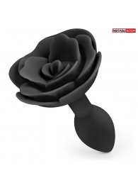 Черная гладкая анальная втулка-роза - Notabu - купить с доставкой в Грозном