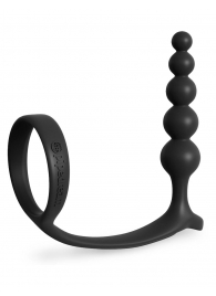 Черная анальная цепочка с эрекционным кольцом Ass-gasm Cockring Anal Beads - Pipedream - в Грозном купить с доставкой