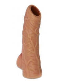 Телесная открытая насадка-реалистик с подхватом мошонки Nude Sleeve M - 12 см. - KOKOS - в Грозном купить с доставкой