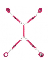 Ярко-розовый набор фиксаций на кровати Classic Bed Spreader - Lux Fetish - купить с доставкой в Грозном