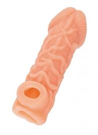 Телесная закрытая насадка с венками Cock Sleeve Size S - 13,8 см. - KOKOS - в Грозном купить с доставкой