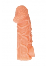 Телесная закрытая насадка с венками Cock Sleeve Size L - 17,6 см. - KOKOS - в Грозном купить с доставкой