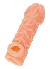 Телесная закрытая насадка с венками Cock Sleeve Size L - 17,6 см. - KOKOS - в Грозном купить с доставкой