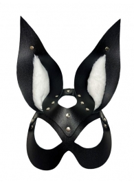 Черная маска зайки с белым мехом на ушках Miss Bunny - БДСМ Арсенал - купить с доставкой в Грозном