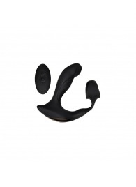 Черный вибромассажер простаты с эрекционным кольцом Strapped   Tapped - Zero Tolerance - в Грозном купить с доставкой