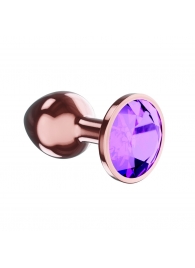 Пробка цвета розового золота с фиолетовым кристаллом Diamond Amethyst Shine L - 8,3 см. - Lola Games - купить с доставкой в Грозном