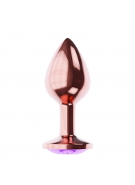 Пробка цвета розового золота с фиолетовым кристаллом Diamond Amethyst Shine L - 8,3 см. - Lola Games - купить с доставкой в Грозном