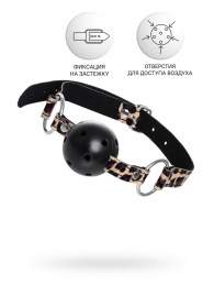 Черный кляп-шар на леопардовых ремешках Anonymo - ToyFa - купить с доставкой в Грозном