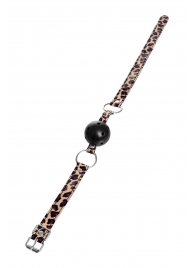 Черный кляп-шар на леопардовых ремешках Anonymo - ToyFa - купить с доставкой в Грозном