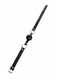 Черный кляп-шар на кожаных ремешках Anonymo - ToyFa - купить с доставкой в Грозном