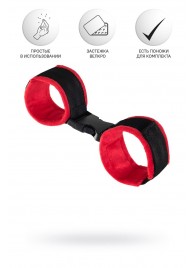 Красно-черные велюровые наручники Anonymo - ToyFa - купить с доставкой в Грозном