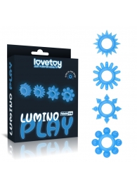 Набор из 4 голубых, светящихся в темноте эрекционных колец Lumino Play - Lovetoy - в Грозном купить с доставкой