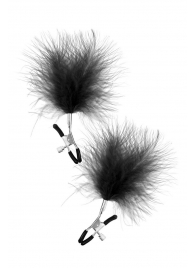 Зажимы на соски с черными пуховыми кисточками Sweet Caress Feather Nipple Clumps - Sweet Caress - купить с доставкой в Грозном