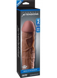 Коричневая насадка Mega 2  Extension - 20,3 см. - Pipedream - в Грозном купить с доставкой