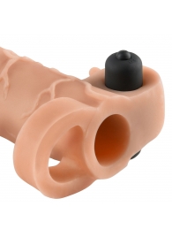 Телесная вибронасадка с кольцом Vibrating Real Feel 2 Extension - 16 см. - Pipedream - в Грозном купить с доставкой