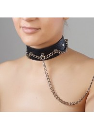 Чёрный ошейник из натуральной кожи - Sitabella - купить с доставкой в Грозном