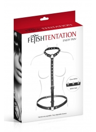 Черная упряжь на тело с шипами на ошейнике - Fetish Tentation - купить с доставкой в Грозном
