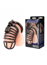 Черная металлическая клетка с замком Deluxe Chastity Cage - BlueLine - купить с доставкой в Грозном